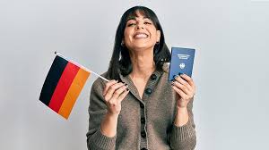 girl with german flag and germany visa
